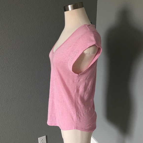 NWT Express Pink V-Neck Linen Tank T-Shirt - Picture 4 of 16